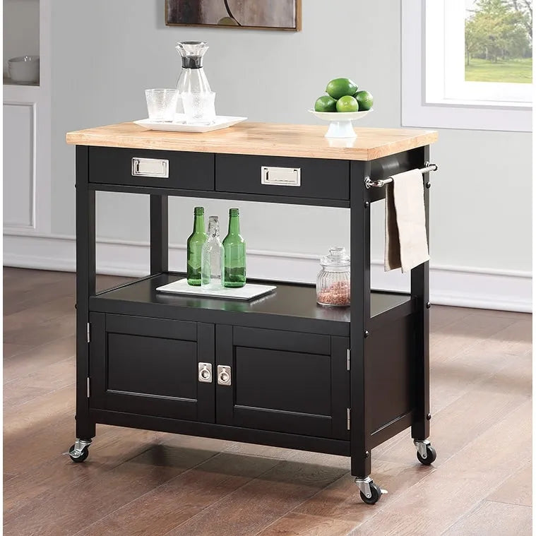 Kitchen Cart with Wood Top