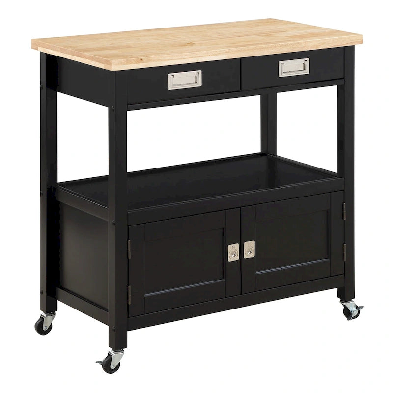 Kitchen Cart with Wood Top