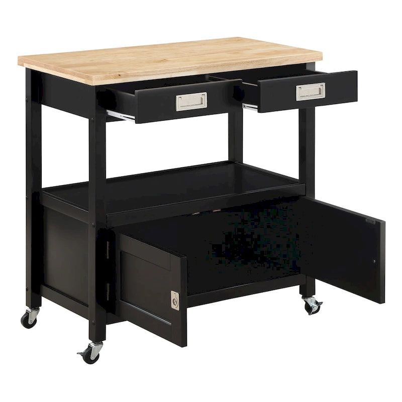 Kitchen Cart with Wood Top