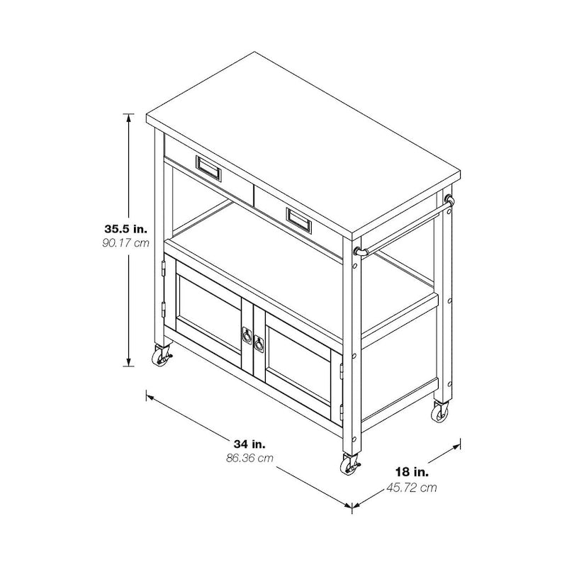 Kitchen Cart with Wood Top