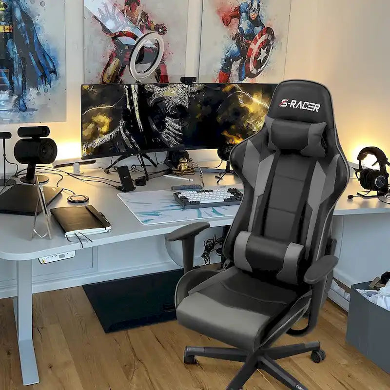 Ergonomic Faux Leather Adjustable Swivel Gaming Chair