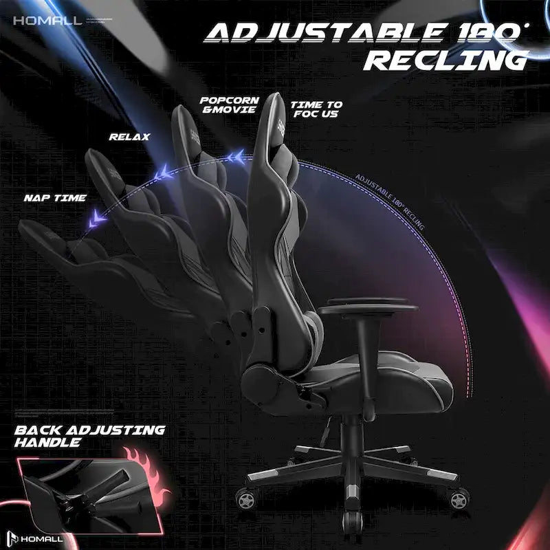 Sedia da gaming ergonomica girevole e regolabile in similpelle