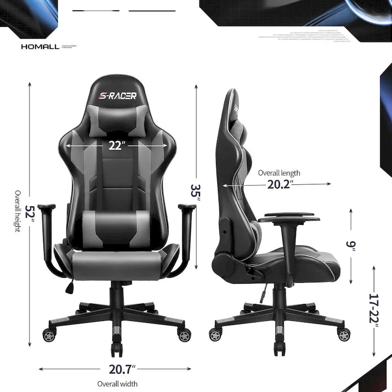 Sedia da gaming ergonomica girevole e regolabile in similpelle