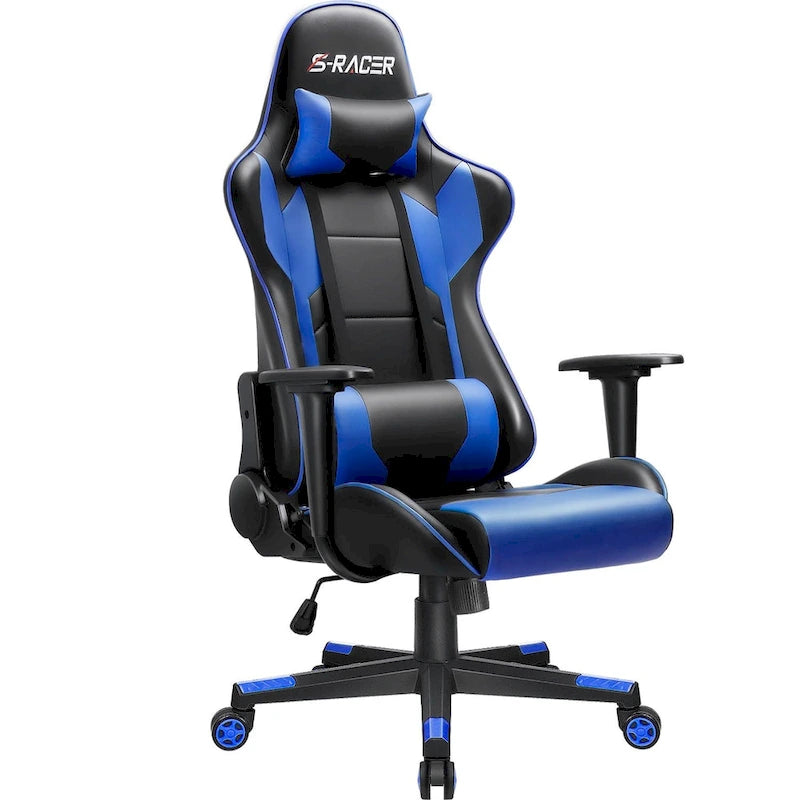 Sedia da gaming ergonomica girevole e regolabile in similpelle