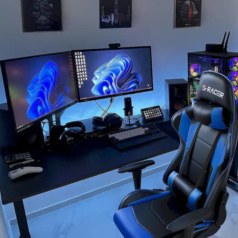 Sedia da gaming ergonomica girevole e regolabile in similpelle