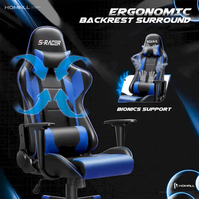 Sedia da gaming ergonomica girevole e regolabile in similpelle