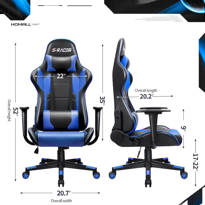 Sedia da gaming ergonomica girevole e regolabile in similpelle