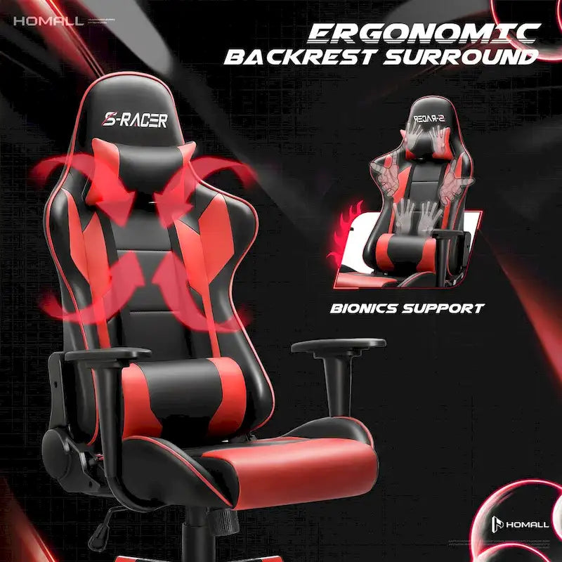 Sedia da gaming ergonomica girevole e regolabile in similpelle