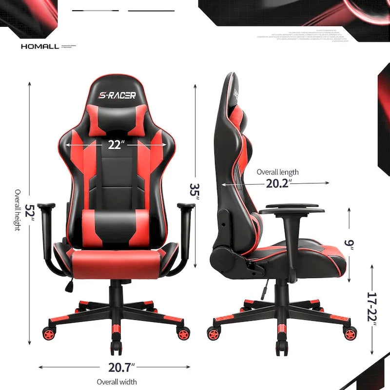 Sedia da gaming ergonomica girevole e regolabile in similpelle