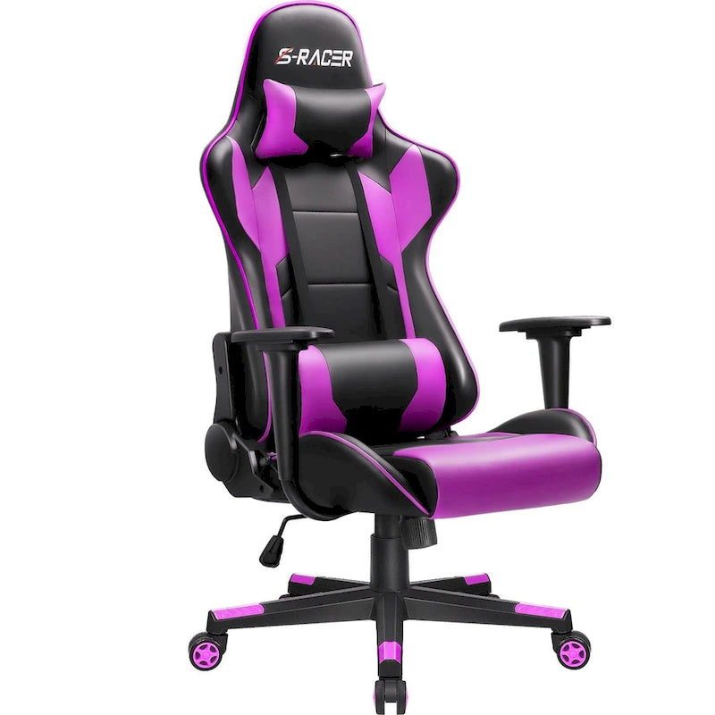 Sedia da gaming ergonomica girevole e regolabile in similpelle