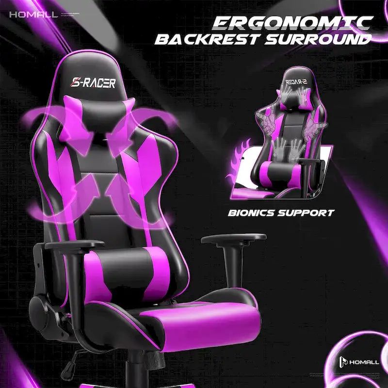 Sedia da gaming ergonomica girevole e regolabile in similpelle