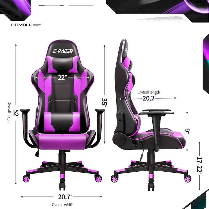 Sedia da gaming ergonomica girevole e regolabile in similpelle