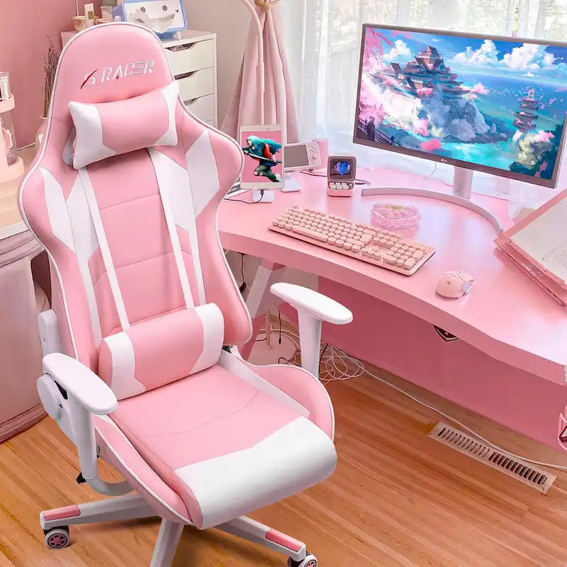 Sedia da gaming ergonomica girevole e regolabile in similpelle