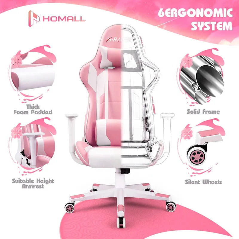Sedia da gaming ergonomica girevole e regolabile in similpelle