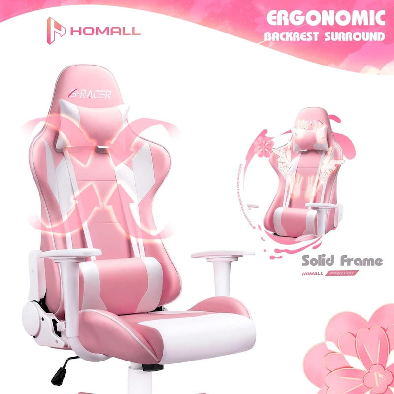 Sedia da gaming ergonomica girevole e regolabile in similpelle