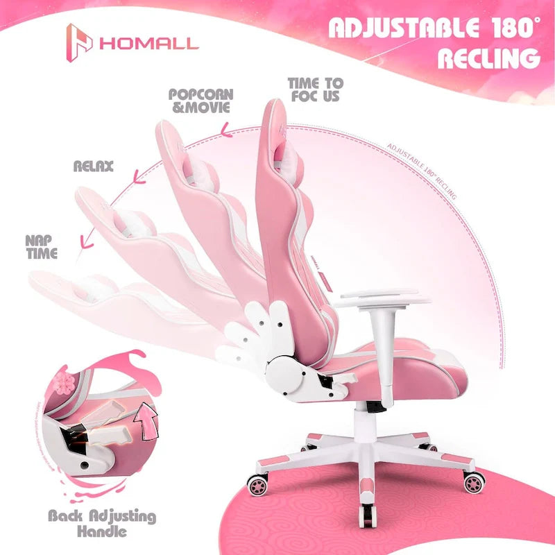 Sedia da gaming ergonomica girevole e regolabile in similpelle