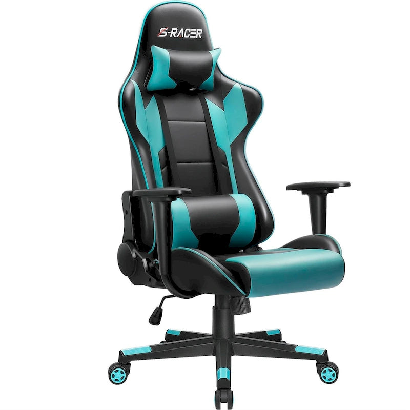 Sedia da gaming ergonomica girevole e regolabile in similpelle
