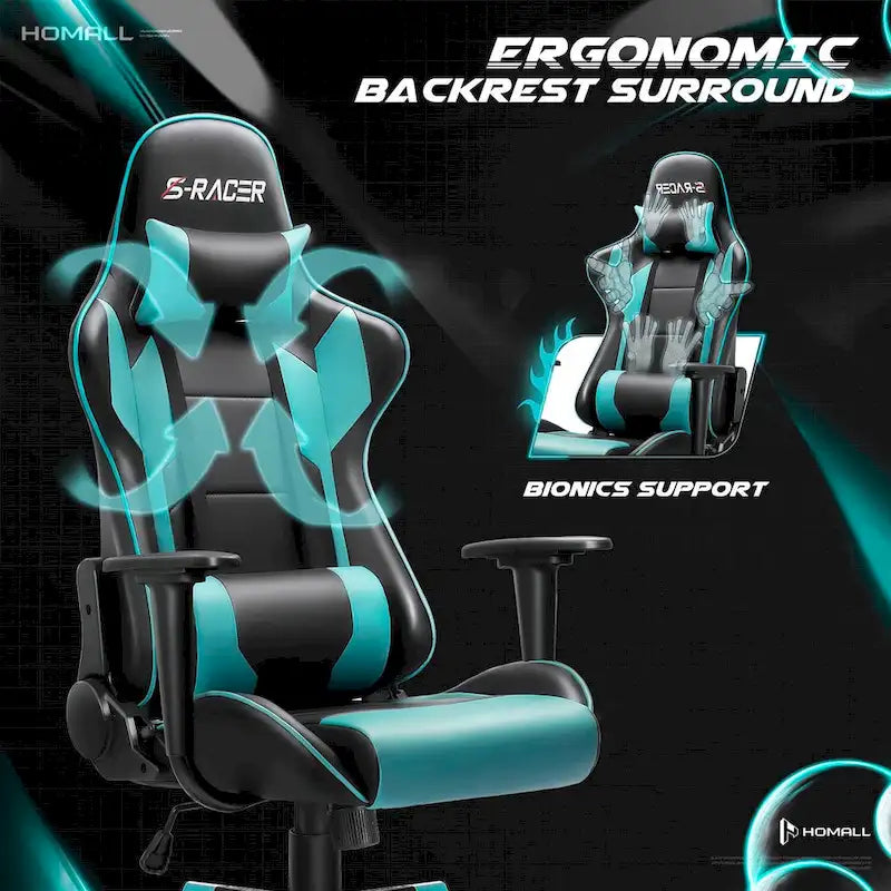 Sedia da gaming ergonomica girevole e regolabile in similpelle