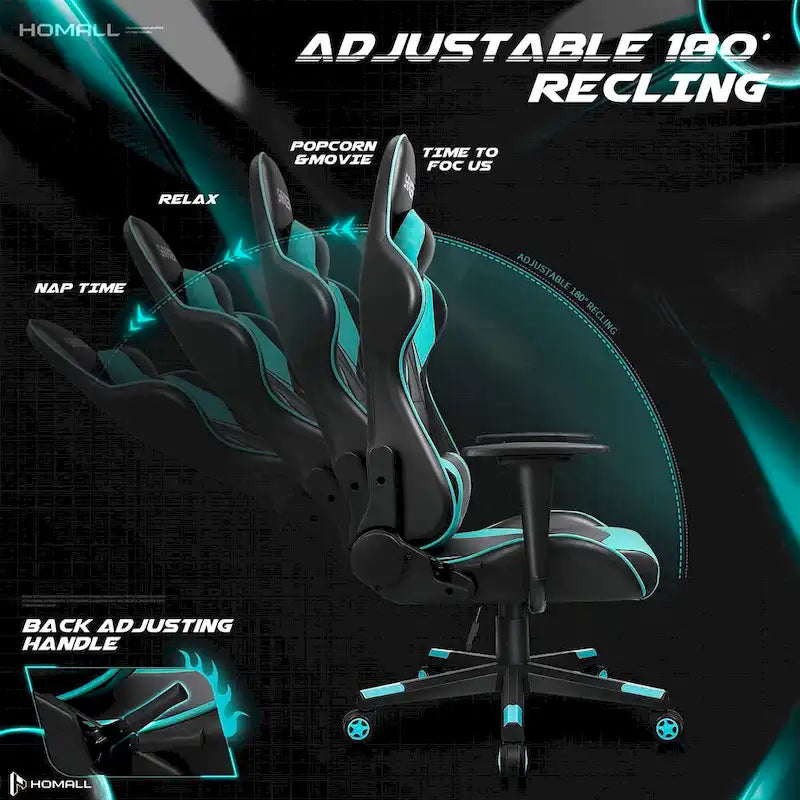 Sedia da gaming ergonomica girevole e regolabile in similpelle