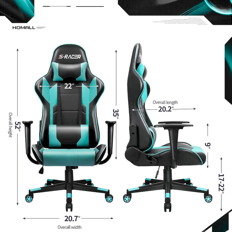 Sedia da gaming ergonomica girevole e regolabile in similpelle