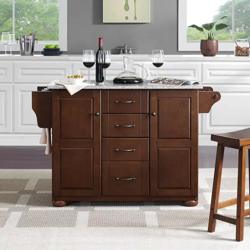 Solid Granite Top Kitchen Island - 51.5 W x 18 D x 35.25 H