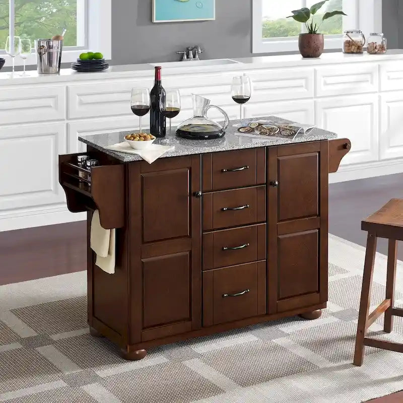Solid Granite Top Kitchen Island - 51.5 W x 18 D x 35.25 H