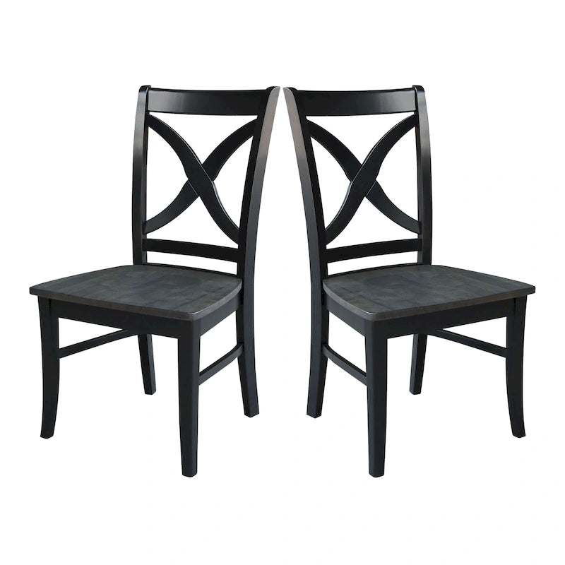 Solid Wood X-back Dining Chairs, Set of 2