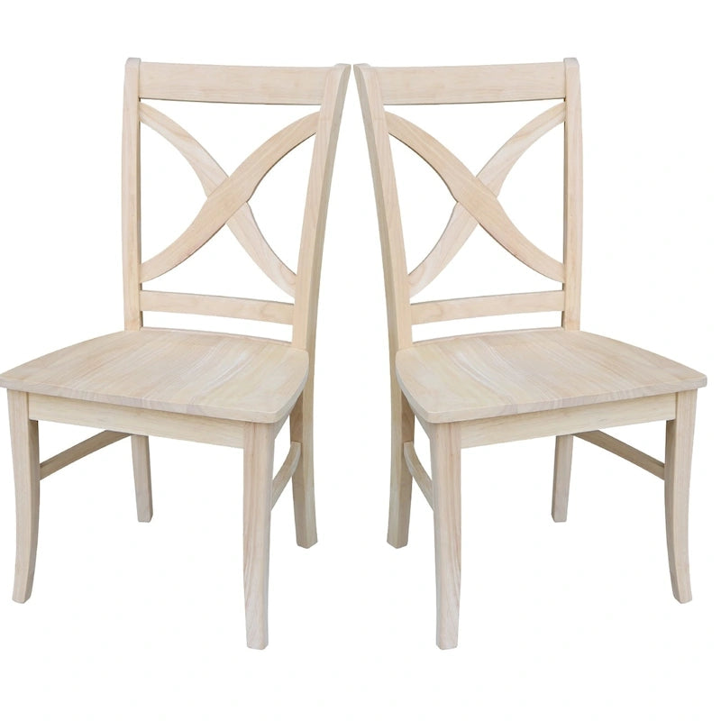 Solid Wood X-back Dining Chairs, Set of 2