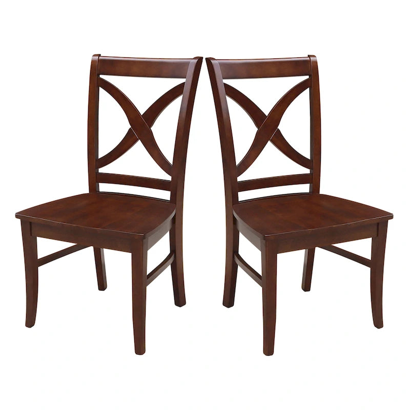 Solid Wood X-back Dining Chairs, Set of 2