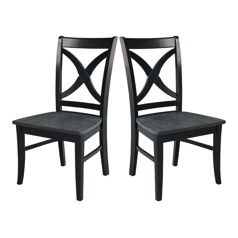 Solid Wood X-back Dining Chairs, Set of 2