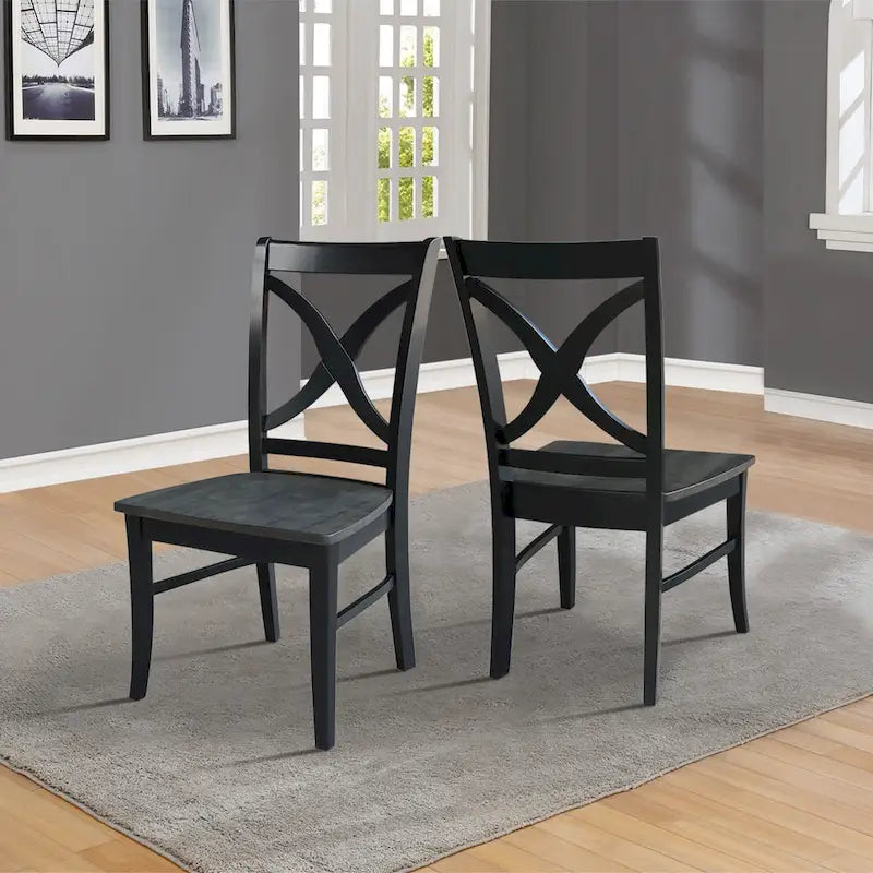 Solid Wood X-back Dining Chairs, Set of 2
