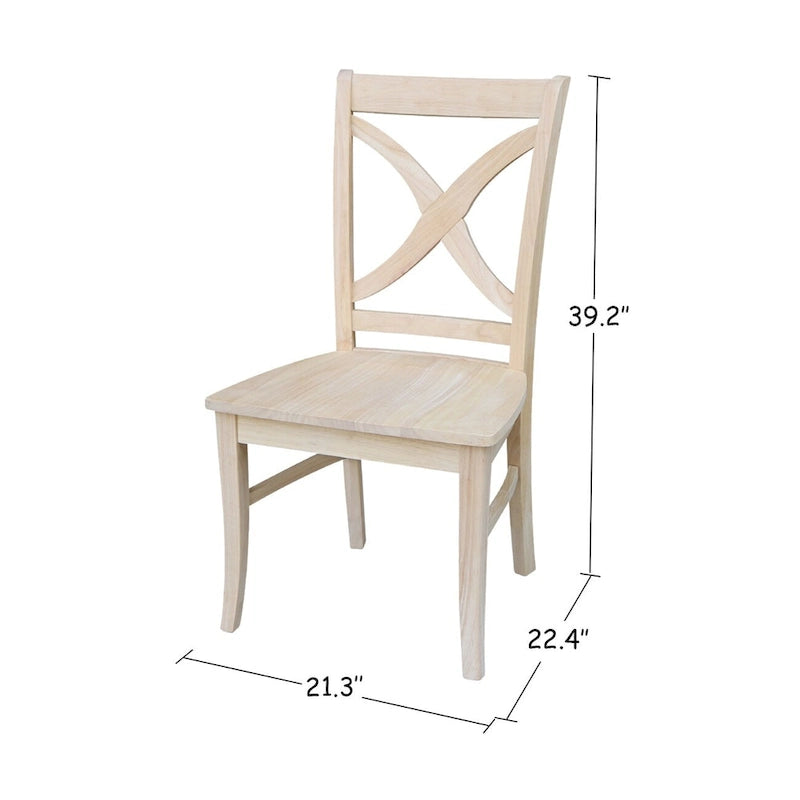 Esszimmerstühle aus Massivholz mit X-Rückenlehne, Set aus 2