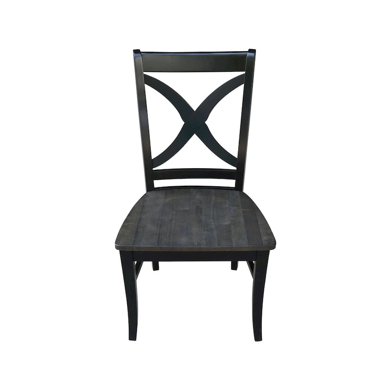 Esszimmerstühle aus Massivholz mit X-Rückenlehne, Set aus 2
