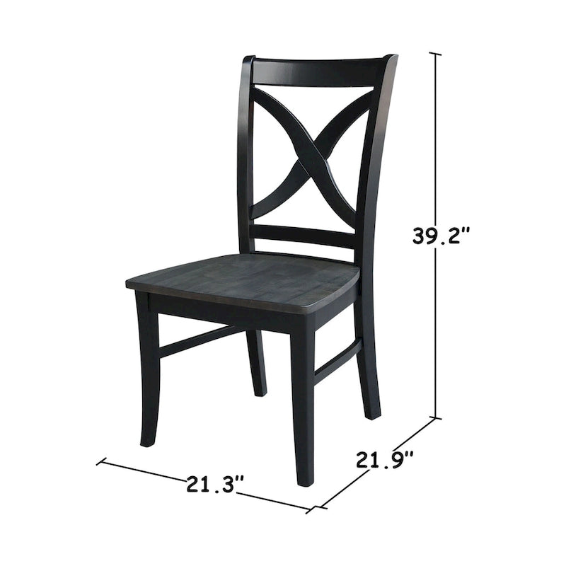 Esszimmerstühle aus Massivholz mit X-Rückenlehne, Set aus 2