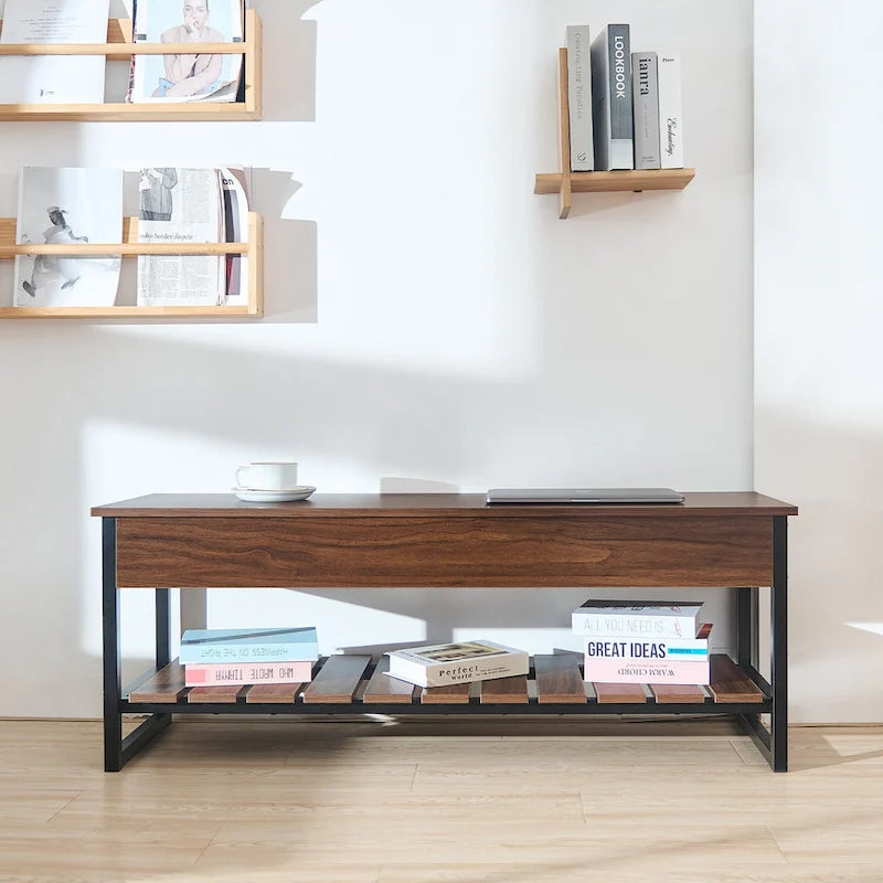 Lift-Top Entryway Shoe Storage Bench with Shelf