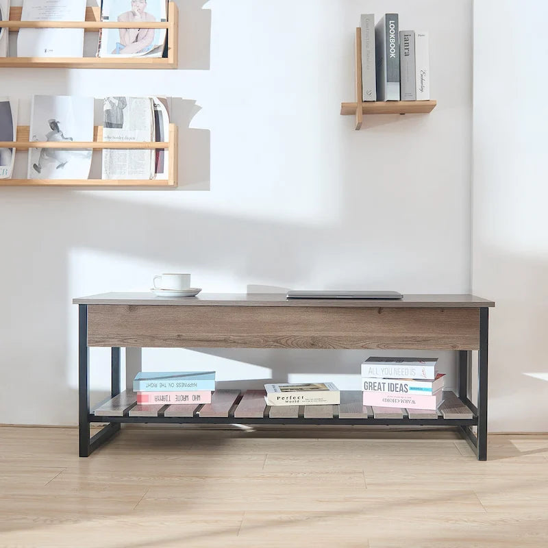 Lift-Top Entryway Shoe Storage Bench with Shelf