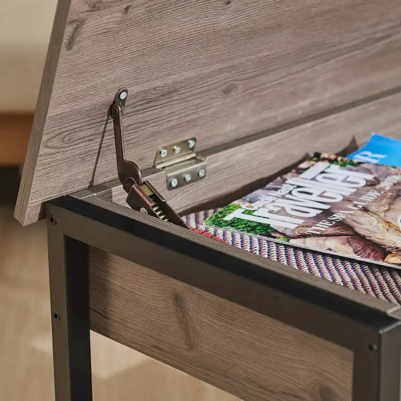 Lift-Top Entryway Shoe Storage Bench with Shelf