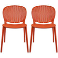 Armless Stacking Molded Matte Dining Side Chairs Patio Indoor Outdoor Kitchen Bedroom Set of 2