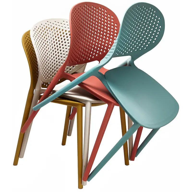 Set di 2 sedie laterali da pranzo senza braccioli, stampate, impilabili e opache, per patio, interni, esterni, cucina e camera da letto