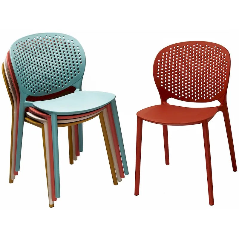 Set di 2 sedie laterali da pranzo senza braccioli, stampate, impilabili e opache, per patio, interni, esterni, cucina e camera da letto