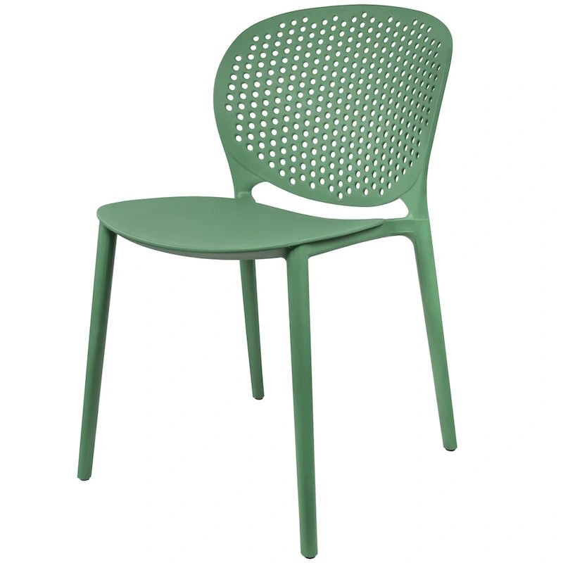 Set di 2 sedie laterali da pranzo senza braccioli, stampate, impilabili e opache, per patio, interni, esterni, cucina e camera da letto