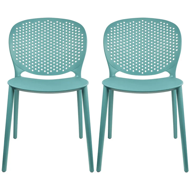Set di 2 sedie laterali da pranzo senza braccioli, stampate, impilabili e opache, per patio, interni, esterni, cucina e camera da letto