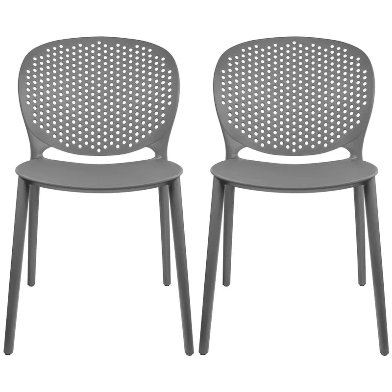 Set di 2 sedie laterali da pranzo senza braccioli, stampate, impilabili e opache, per patio, interni, esterni, cucina e camera da letto