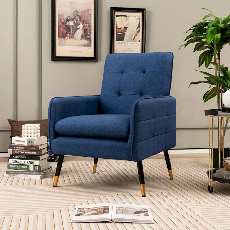 Linen Fabric Accent Chair Modern Single Sofa Chair