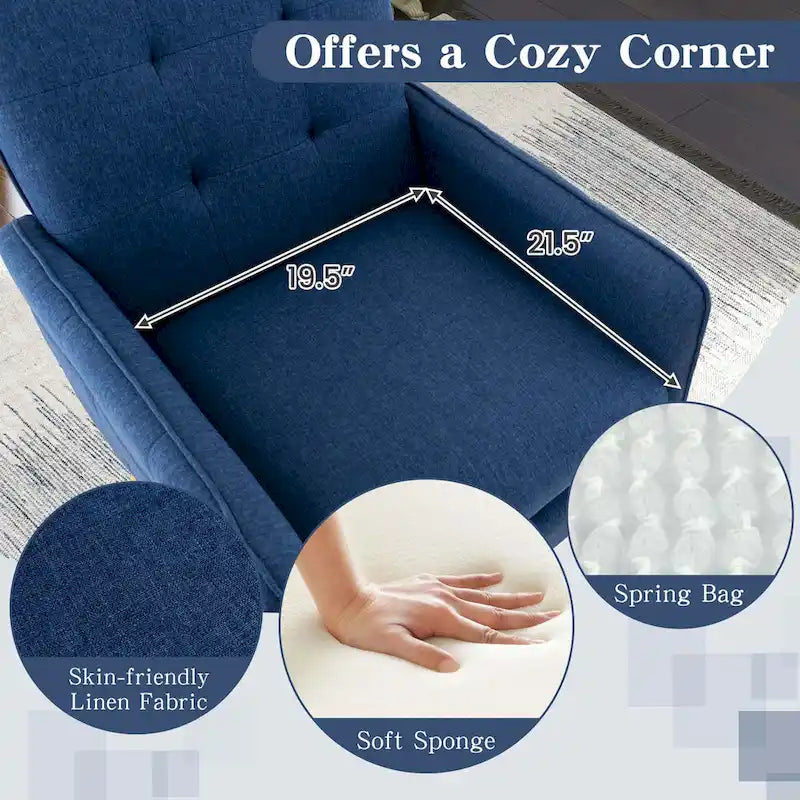 Linen Fabric Accent Chair Modern Single Sofa Chair
