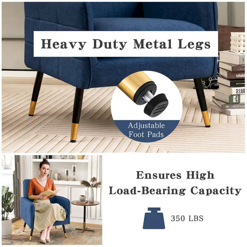 Linen Fabric Accent Chair Modern Single Sofa Chair