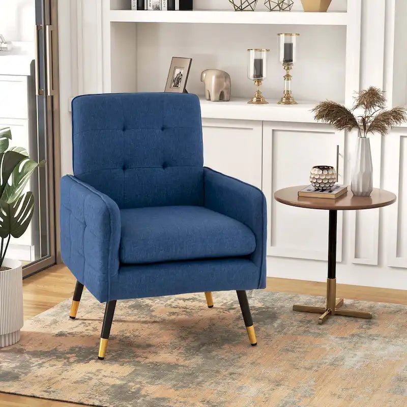 Linen Fabric Accent Chair Modern Single Sofa Chair