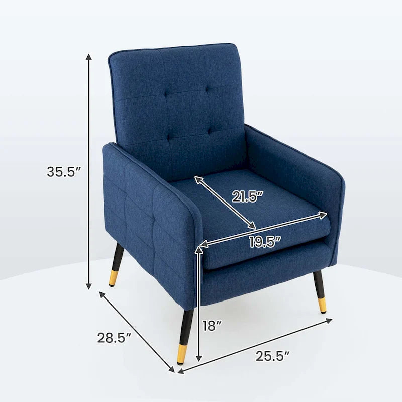 Linen Fabric Accent Chair Modern Single Sofa Chair