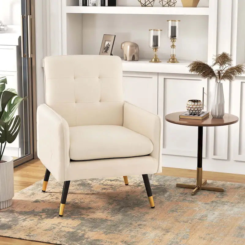 Linen Fabric Accent Chair Modern Single Sofa Chair