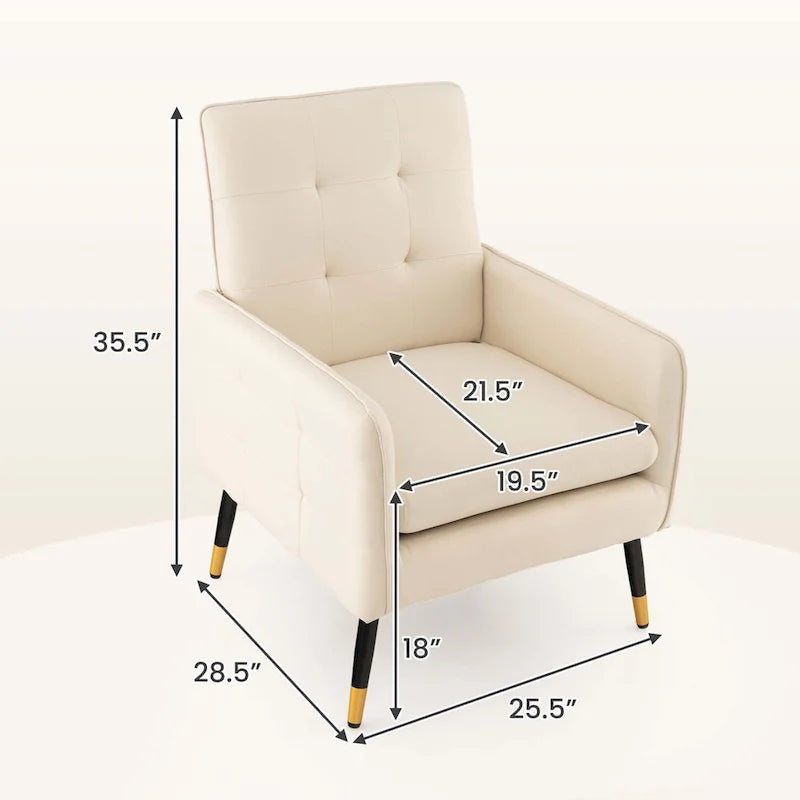 Linen Fabric Accent Chair Modern Single Sofa Chair